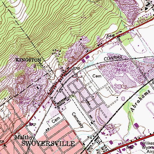Topographic Map of West Wyoming Volunteer Hose Company 2, PA
