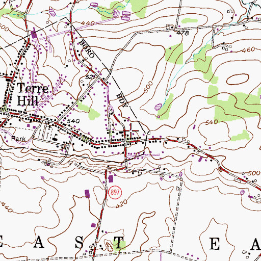 Topographic Map of Weaverland Valley Fire Deptment Main Station 30, PA