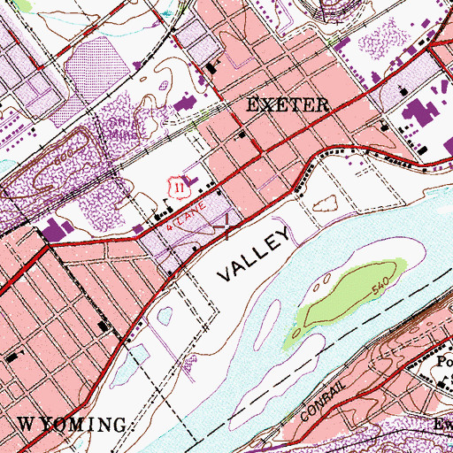 Topographic Map of Exeter Hose Company 1, PA