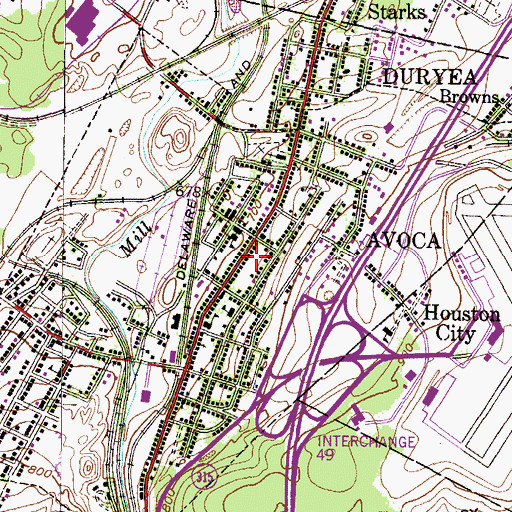 Topographic Map of Avoca Hose Company Station 12, PA