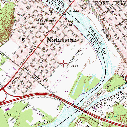 Topographic Map of Matamoras Fire Department, PA
