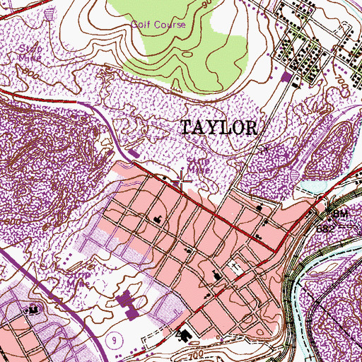 Topographic Map of Taylor Fire Department Station 95 - 1, PA