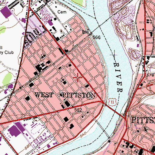 Topographic Map of West Pittston Hose Company 1, PA