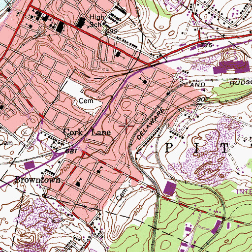 Topographic Map of Pittston Township Volunteer Fire Department, PA