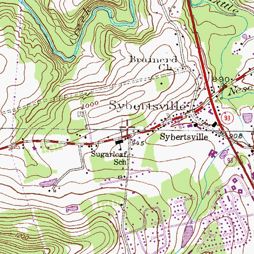Topographic Map of Sugarloaf Fire Company, PA