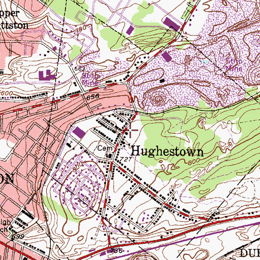 Topographic Map of Hughestown Hose Company, PA