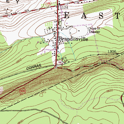 Topographic Map of Citizens Fire Company Brandonville, PA