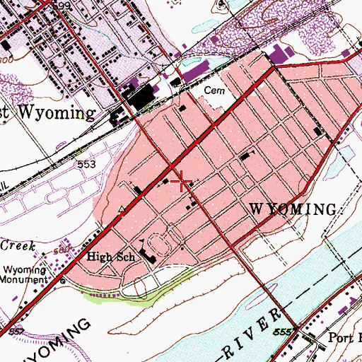 Topographic Map of Wyoming Hose Company 1, PA