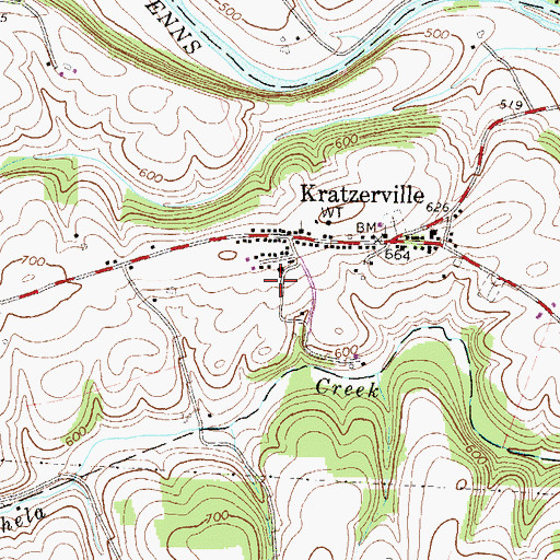 Topographic Map of Kratzerville Volunteer Fire Company Station 130, PA