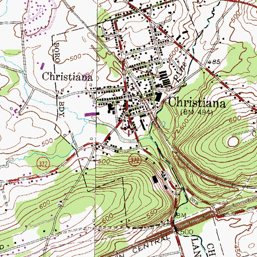 Topographic Map of Christiana Fire Company 1 Station 5 - 2, PA