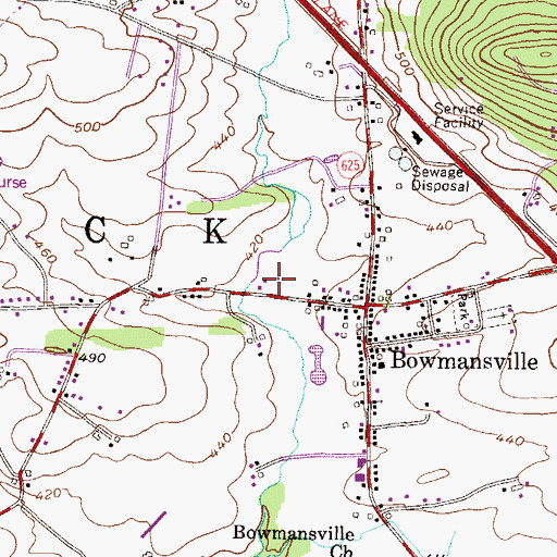 Topographic Map of Bowmansville Fire Company Station 33, PA