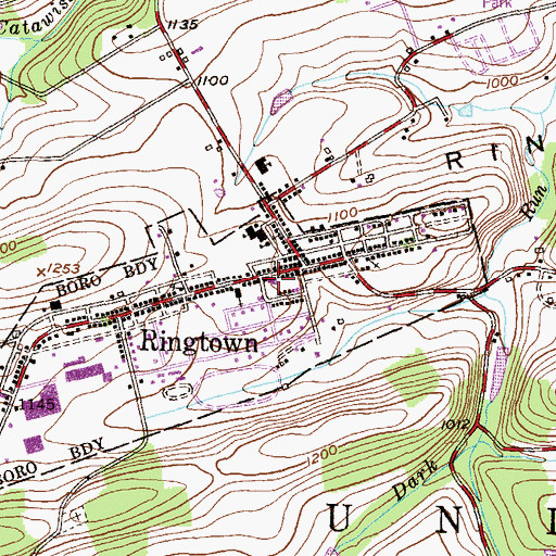 Topographic Map of Ringtown Valley Fire and Rescue District 30 Station 1, PA