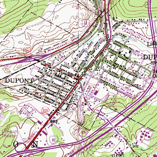 Topographic Map of Dupont Volunteer Hose Company 1, PA