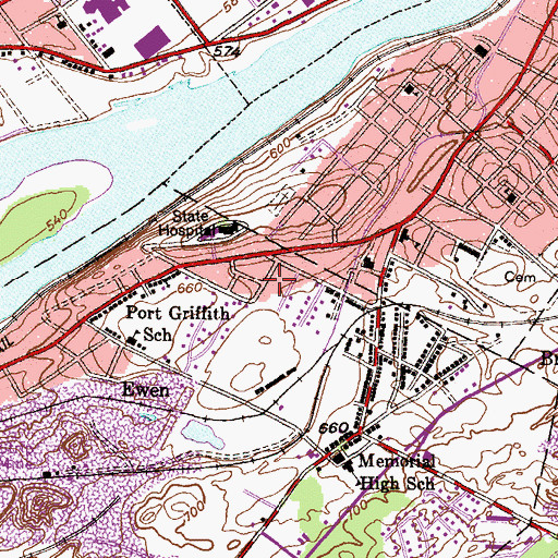 Topographic Map of Jenkins Township Volunteer Hose Company 1, PA