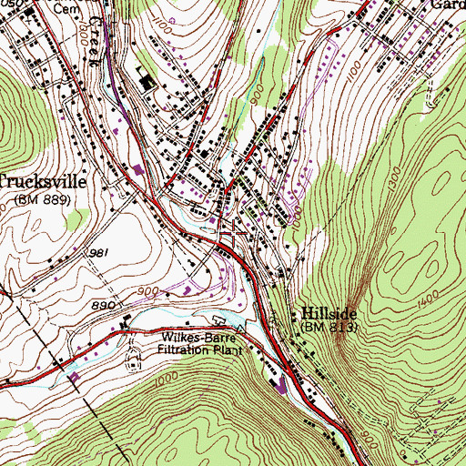 Topographic Map of Trucksville Volunteer Fire Company, PA