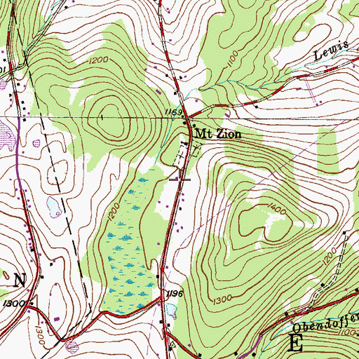 Topographic Map of Mount Zion Fire and Rescue, PA