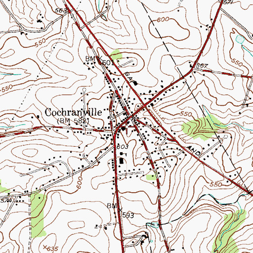 Topographic Map of Cochranville Fire Company Station 27, PA