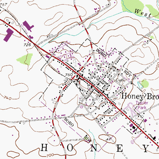 Topographic Map of Honey Brook Fire Company Station 33, PA