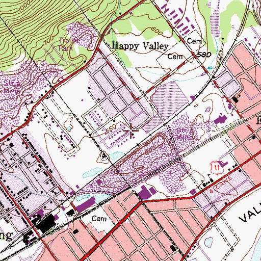 Topographic Map of Exeter Park Volunteer Hose Company, PA