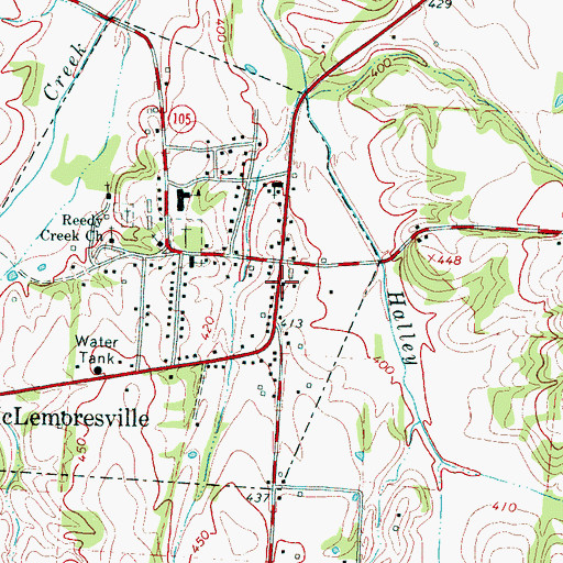 Topographic Map of Carroll County Rural Fire Department District 11 McLemoresville, TN