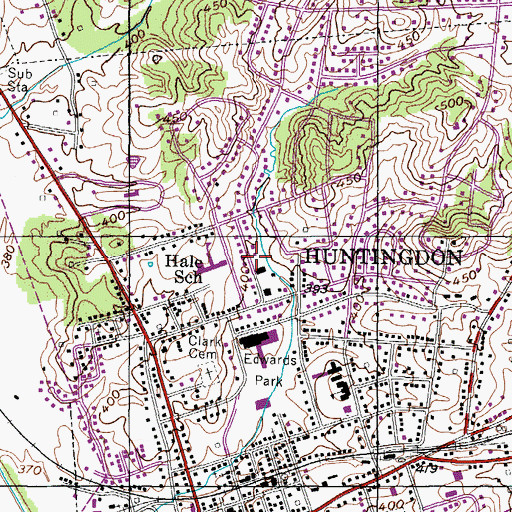 Topographic Map of Huntingdon Fire Department Station 2, TN