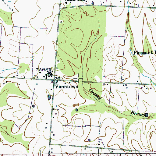 Topographic Map of Vanntown Volunteer Fire and Rescue, TN