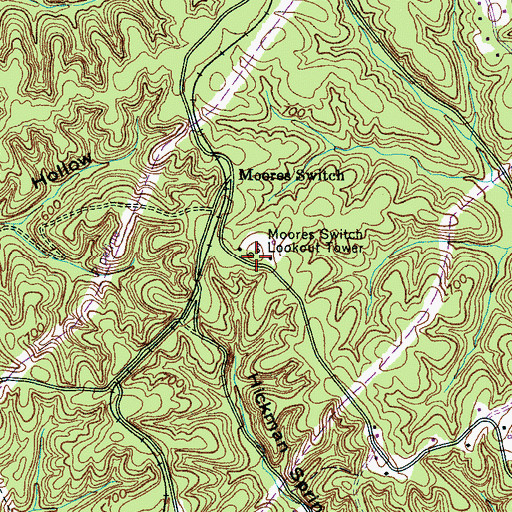 Topographic Map of Tennessee Department of Agriculture Division of Forestry Hickman Fire Tower, TN