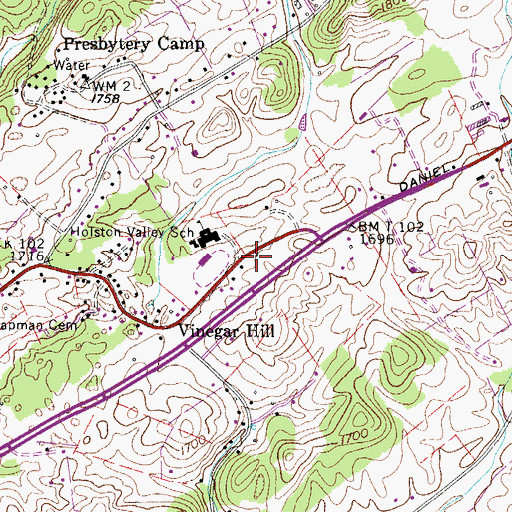 Topographic Map of Area 421 Emergency Services, TN