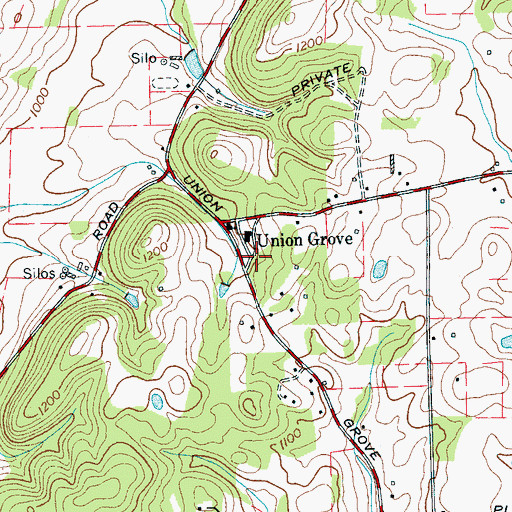 Topographic Map of McMinn County District 9 Union Grove Rural Fire Department, TN