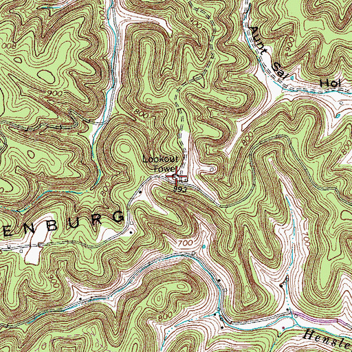 Topographic Map of Tennessee Department of Agriculture Division of Forestry Haydenburg Fire Tower, TN
