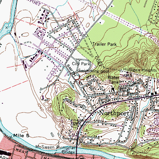 Topographic Map of Newport Fire Department Station 2, TN