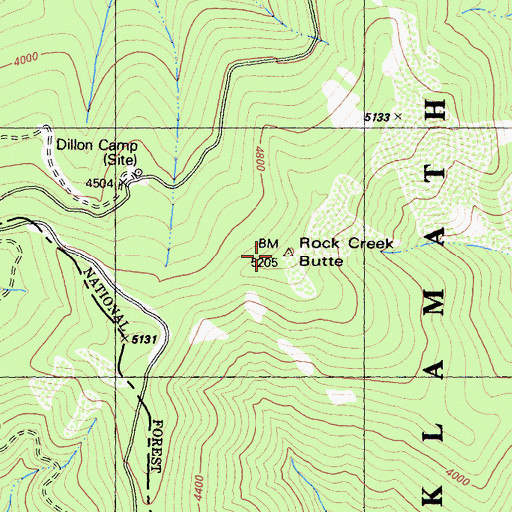 Topographic Map of Rock Creek Butte, CA