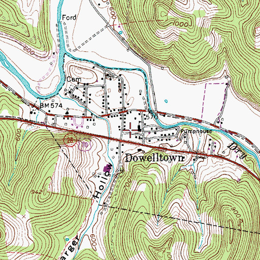 Topographic Map of Dowelltown Fire Department, TN