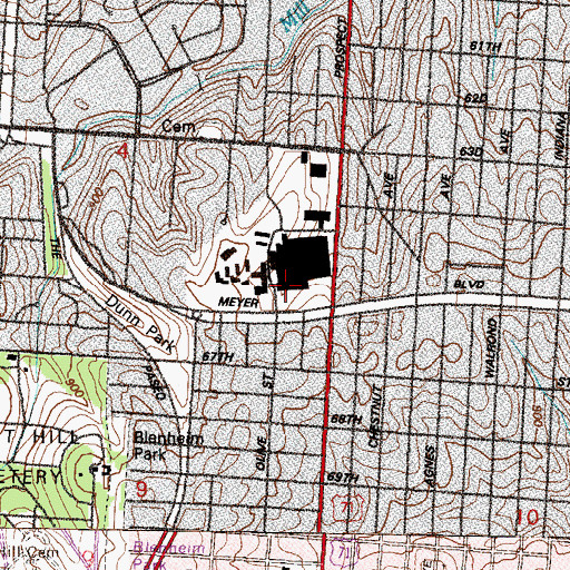 Topographic Map of Research Medical Center Main Campus, MO