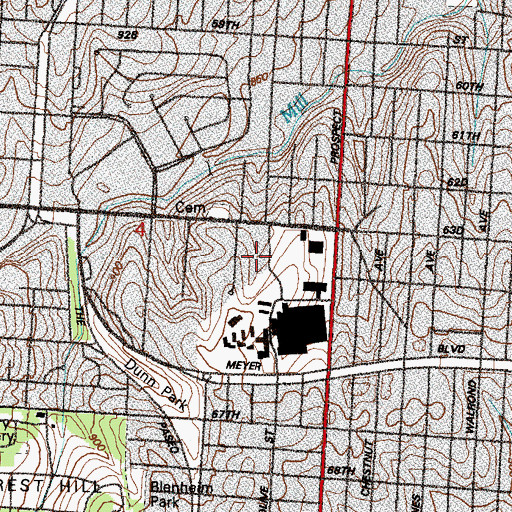 Topographic Map of Research Psychiatric Center, MO
