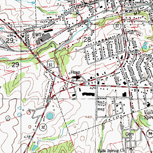 Topographic Map of Saint Genevieve County Memorial Hospital, MO
