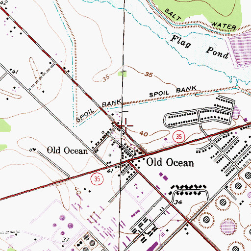 Topographic Map of Old Ocean Volunteer Fire Department, TX