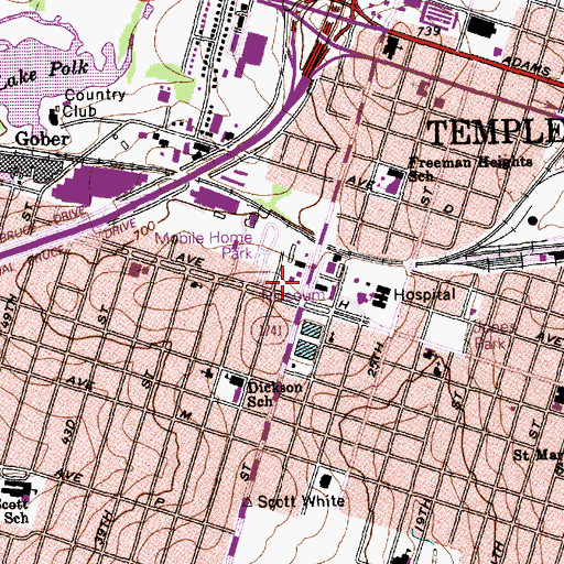 Topographic Map of Central Texas Emergency Medical Services, TX