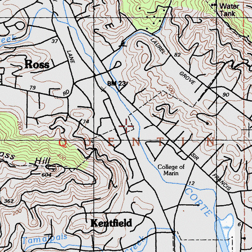 Topographic Map of Kentfield Rehabilitation and Specialty Hospital, CA