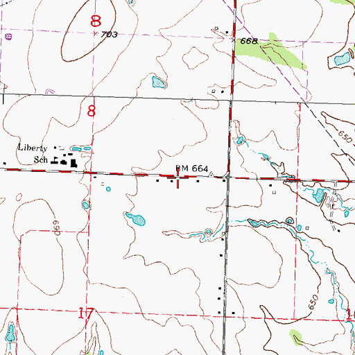 Topographic Map of Liberty Area Fire Protection, OK
