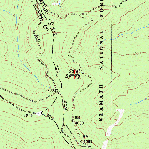 Topographic Map of Salal Spring, CA