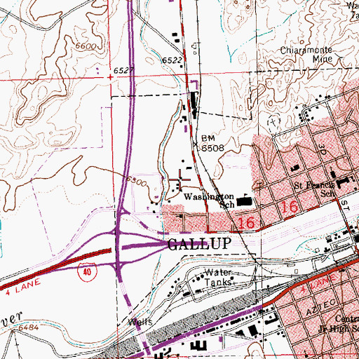 Topographic Map of Gallup Fire Department Station 2, NM