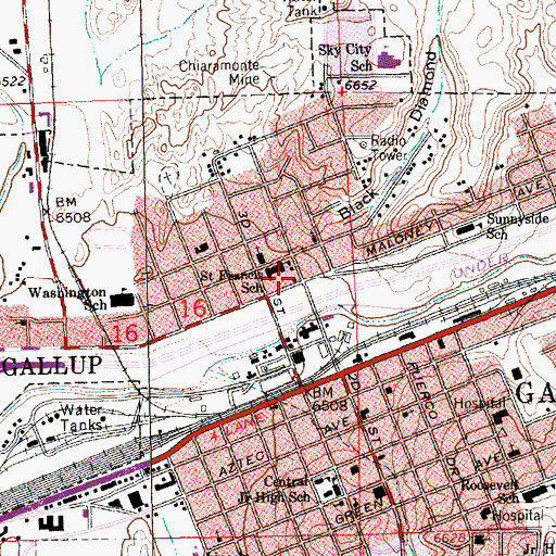 Topographic Map of Gallup Fire Department Station 5, NM