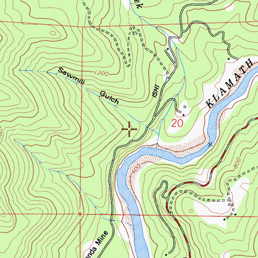 Topographic Map of Sawmill Gulch, CA