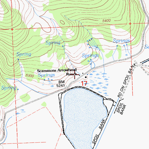 Topographic Map of Scammons Arrowhead Ranch, CA