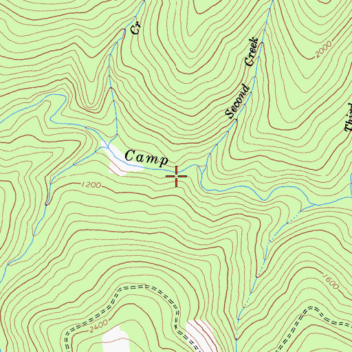 Topographic Map of Second Creek, CA