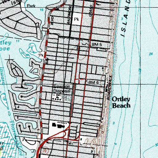 Topographic Map of Ortley Beach First Aid Squad, NJ