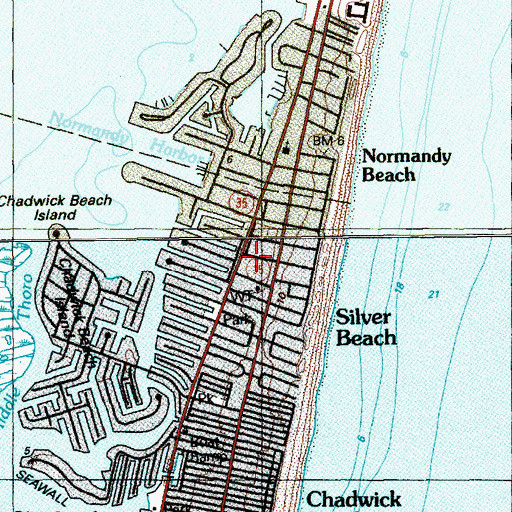 Topographic Map of Dover Brick Beach First Aid Squad, NJ