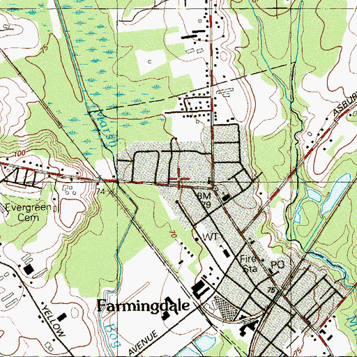 Topographic Map of Farmingdale - Howell First Aid Squad, NJ