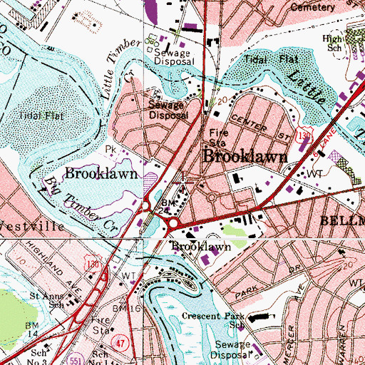 Topographic Map of Brooklawn Emergency Medical Services, NJ
